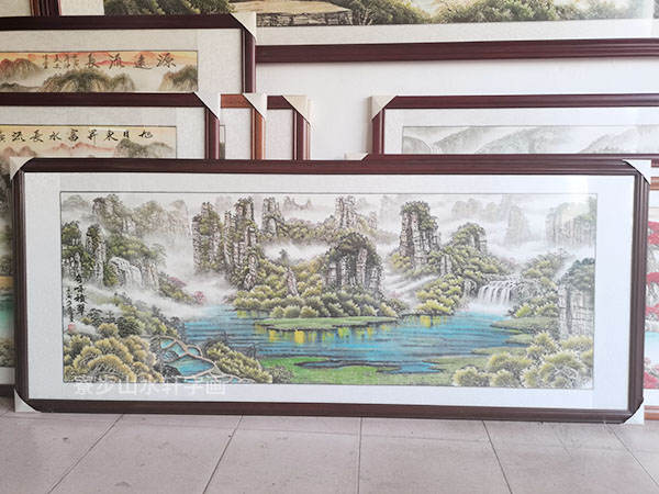 奇峰积翠山水画横幅尺寸：87X210cm