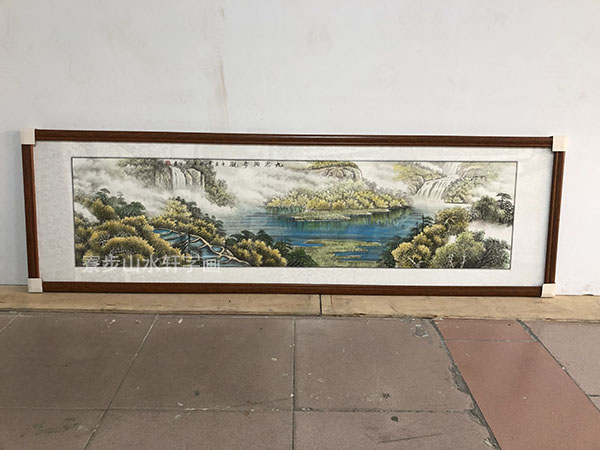 九寨沟山水画横幅尺寸：50X166cm