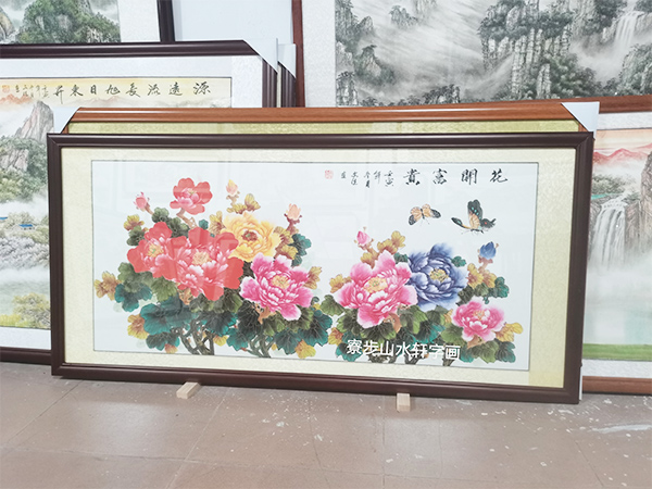 花开富贵金线牡丹花，横幅尺寸：81  168cm
